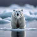 Arctic wilderness Ursus maritimus standing on pack ice in Norway