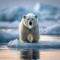 Arctic wilderness Ursus maritimus standing on pack ice in Norway