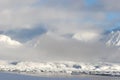 Arctic winter landscape - sea, glacier, mountains