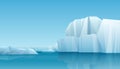 Arctic winter panorama landscape with iceberg and ice mountains. Cold climate winter vector background. Royalty Free Stock Photo