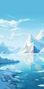 Stunning Arctic Landscape Illustration With Ocean, Mountains, And Clouds