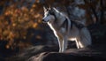 Arctic wolf howling in the winter night generated by AI Royalty Free Stock Photo