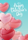 ard design for Valentine s Day and Mother s Day. Poster, banner with balloons on a blue background. Background with