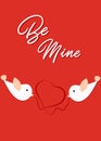 ÃÂ¡ard for St. Valentine\'s Day with birds and an inscription Be Mine.Valentines day greeting.