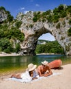 Ardeche France, The famous natural bridge of Pont d& x27;Arc in Ardeche department in France Ardeche Royalty Free Stock Photo