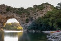 Ardeche France,view of Narural arch in Vallon Pont D`arc in Ardeche canyon in France Royalty Free Stock Photo