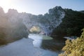 Ardeche France,view of Narural arch in Vallon Pont D`arc in Ardeche canyon in France Royalty Free Stock Photo