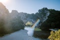 Ardeche France,view of Narural arch in Vallon Pont D`arc in Ardeche canyon in France Royalty Free Stock Photo