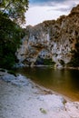 Ardeche France,view of Narural arch in Vallon Pont D`arc in Ardeche canyon in France Royalty Free Stock Photo