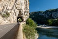 Ardeche France,view of Narural arch in Vallon Pont D`arc in Ardeche canyon in France Royalty Free Stock Photo