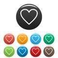 Ardent heart icons set color