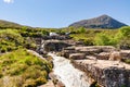 Ardessie Falls. Beautiful scenery with a river and cascading waterfall in Scottish mountains. Royalty Free Stock Photo