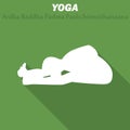 Ardha Baddha Padma Pashchimotthanaana. Yoga workout icon with long shadow. Vector illustration