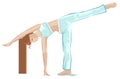 Ardha chandrasana pose. Yoga girl in crescent pose