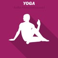 Ardha Matsiendrasana. Yoga workout icon with long shadow. Vector illustration Royalty Free Stock Photo