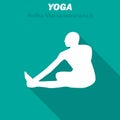 Ardha Matsiendrasana. Yoga workout icon with long shadow. Vector illustration Royalty Free Stock Photo