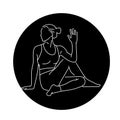 Ardha matsyendrasana color line illustration. Pictogram for web page