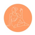 Ardha matsyendrasana color line illustration. Pictogram for web page