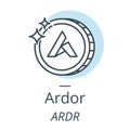 Ardor cryptocurrency coin line, icon of virtual currency