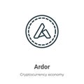 Ardor outline vector icon. Thin line black ardor icon, flat vector simple element illustration from editable blockchain concept