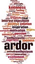 Ardor word cloud Royalty Free Stock Photo