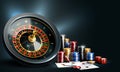 ÃÂ¡ards, chips, craps and roulette. Casino background . Big win illustration casino Royalty Free Stock Photo