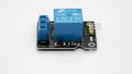 Arduino electronic component, relay module. Electronics diy robotics chip.