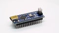 Arduino nano electronic component. Small single board computer, device for study Royalty Free Stock Photo