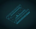 Arduino nano IO shield isometric blueprint Royalty Free Stock Photo