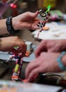 People handle arduino components in a workshop at sonar barcelona