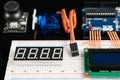 Arduino UNO board with electronic components