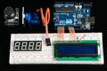 Arduino UNO board with electronic components