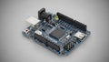 Arduino uno microcontroller board with various digital and analog input output pins Royalty Free Stock Photo