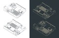 Arduino UNO R4 WIFI isometric drawings Royalty Free Stock Photo