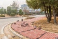 Brick sidewalk having bricks relaid