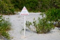 AREA CLOSED Environmentally Sensitive sign at coastal animal breeding grounds Royalty Free Stock Photo