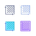 Area concept symbols. Dimension and measuring vector outline icon set.