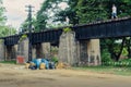 The area that dumped garbage under The Bridge of the River Kwai in Kanchanaburi, Thailand. pollution garbage waste, lots of junk