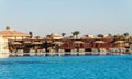 Area hotel with pool and palm trees in Hurghada. Egypt. The Gol Royalty Free Stock Photo