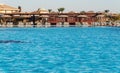 area hotel with pool and palm trees in Hurghada. Egypt. The Gol Royalty Free Stock Photo