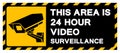 This Area Is 24 Hour Video Surveillance Symbol Sign, Vector Illustration, Isolate On White Background Label. EPS10 Royalty Free Stock Photo