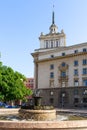 The area of ministry council in Sofia, fountain and protest tent camp