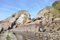 Area of outstanding natural beauty in England. Combe Martin. Natural bath in mountain