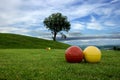 Area of play in the golf course with blue sky Royalty Free Stock Photo