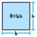 Area of a Rectangle colored icon - vector blue sign