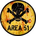 Area 51 sign. Grungy warning sign, vector illustration