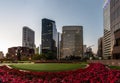 Area to practice golf skills among tall buildings.