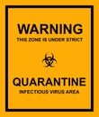 Area under strict quarantine. Biohazard warning sign. Royalty Free Stock Photo