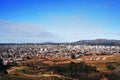 VIEW OF THE CITY OF TANDIL IN A VALLEY WITH LOW MOUNTAINS WITH BUILDINGS IN PROVINCE OF BUENOS AIRES ARGENTINA-OCT 2018 Royalty Free Stock Photo