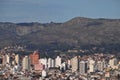 THE CITY OF TANDIL IN A VALLEY WITH LOW MOUNTAINS WITH BUILDINGS IN PROVINCE OF BUENOS AIRES ARGENTINA-OCT 2018